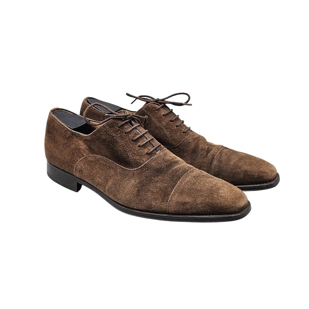 Magnanni Men's Size‎ 9.5 M EUC For Saks Fifth Avenue Brown Suede Cap Toe Oxfords